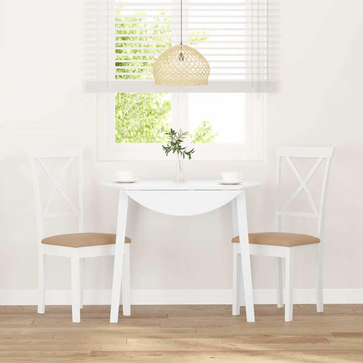 ESSZIMMERSTÜHLE mit Kissen 2 Stk. Weiß Massivholz Gummibaum 42.5*53.5*94cm - Weiß/Braun, Holz (42.5/94/53.5cm) - ZMH