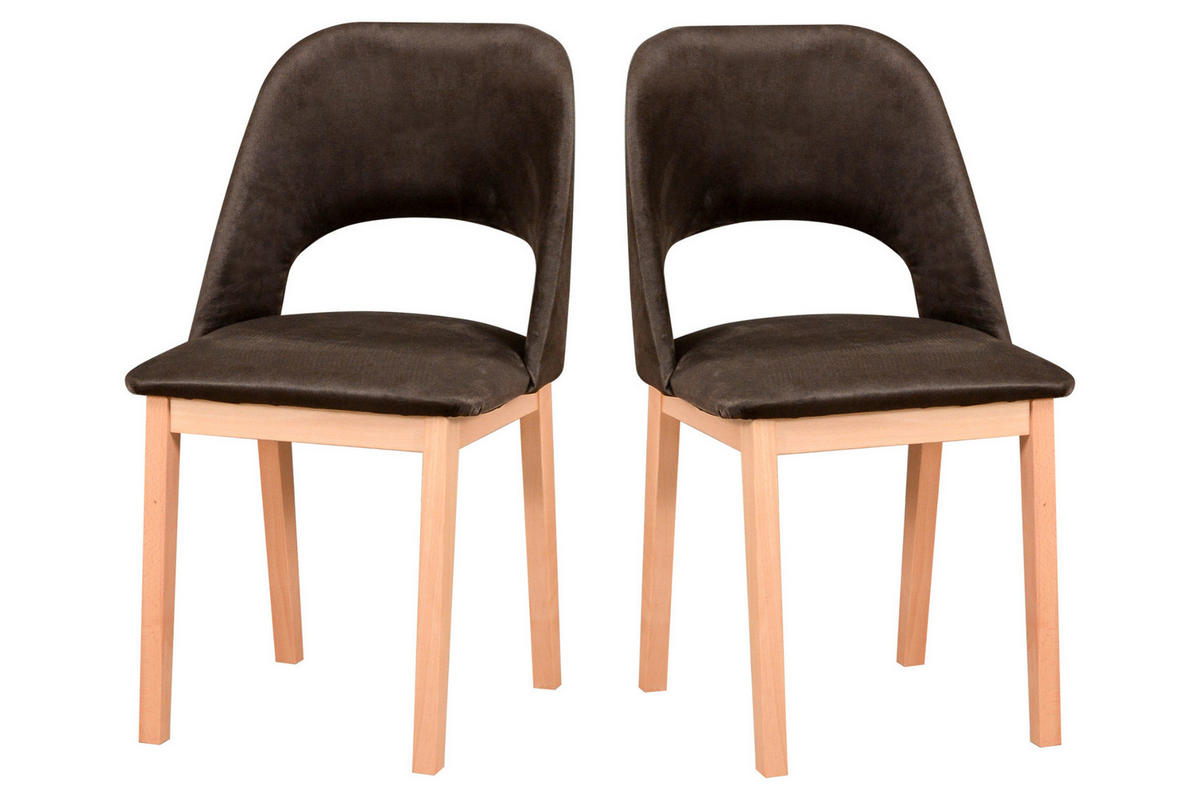 STUHL 2er Set MONTI 2, Buchefarben - Buchefarben/Braun, Holz (45/82/45cm) - Leaf Design