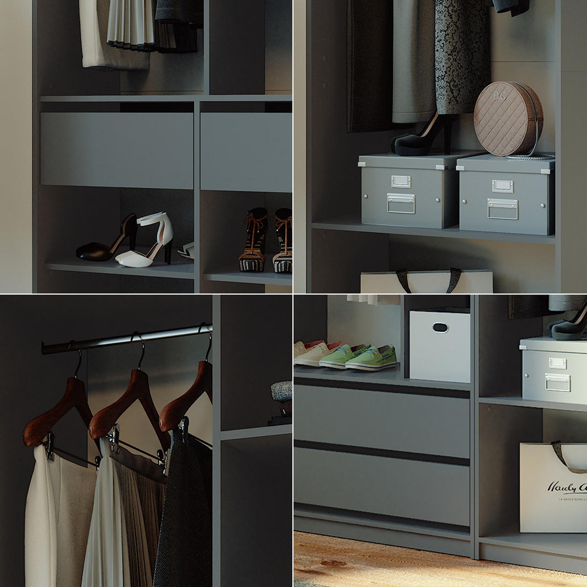 ŠATNÍKOVÁ SKRIŇA Elmo antracitová - antracitová, kompozitné drevo (280/200/50cm) - Vicco