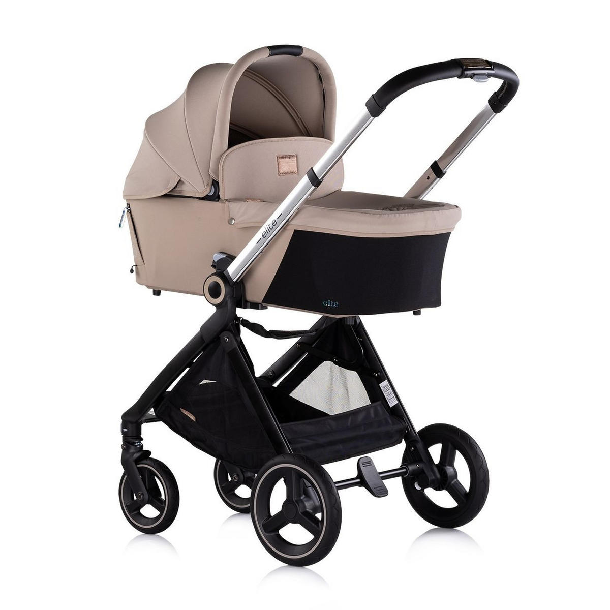 KINDERWAGEN Elite 3 in 1 braun i-Size Babyschale Sportsitz Babywanne Tasche - Braun, Metall (75/58/111cm) - Chipolino