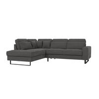 ECKSOFA Zuri Grau Samt - Schwarz/Grau, Holz/Kunststoff (290/231cm) - S-Style Möbel