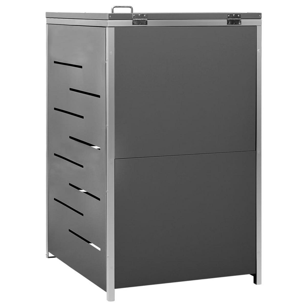 1ER Mülltonnenbox JAGU Edelstahl | Anthrazit | 115x69x77,5cm | Für 1 Tonne 240L - Anthrazit, Metall (69/115/77.5cm) - DELUKE