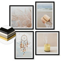 WANDBILDER 4er-Set - 50x50 cm & 40x60 cm Schwarzer Rahmen - Sommerlandschaften im Boho-Stil - Schwarz, Kunststoff (50/50cm) - ArtPrintCave