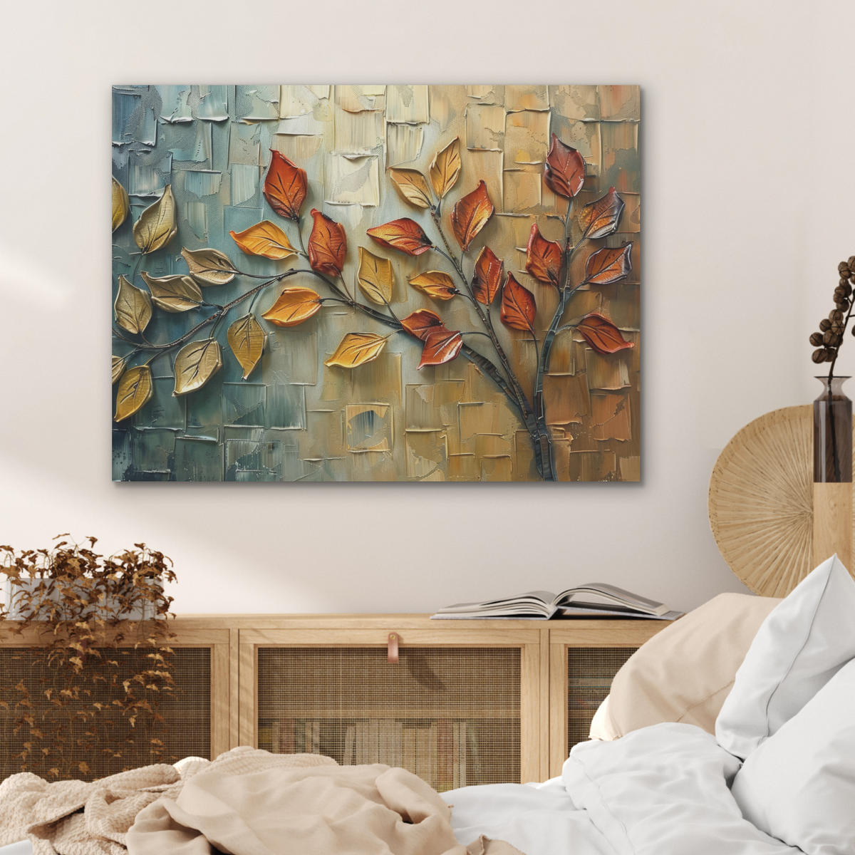 AKUSTIKPANEEL Baum - Abstrakt - Natur - Kunst 80x60 cm - Goldfarben, Textil (80/0.9/60cm) - MuchoWow