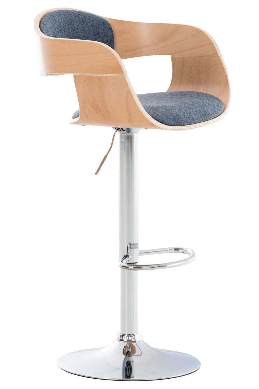 BARHOCKER Stoff natura/blau - Blau/Eukalyptusholzfarben, Textil/Metall (50/88/48cm) - CLP
