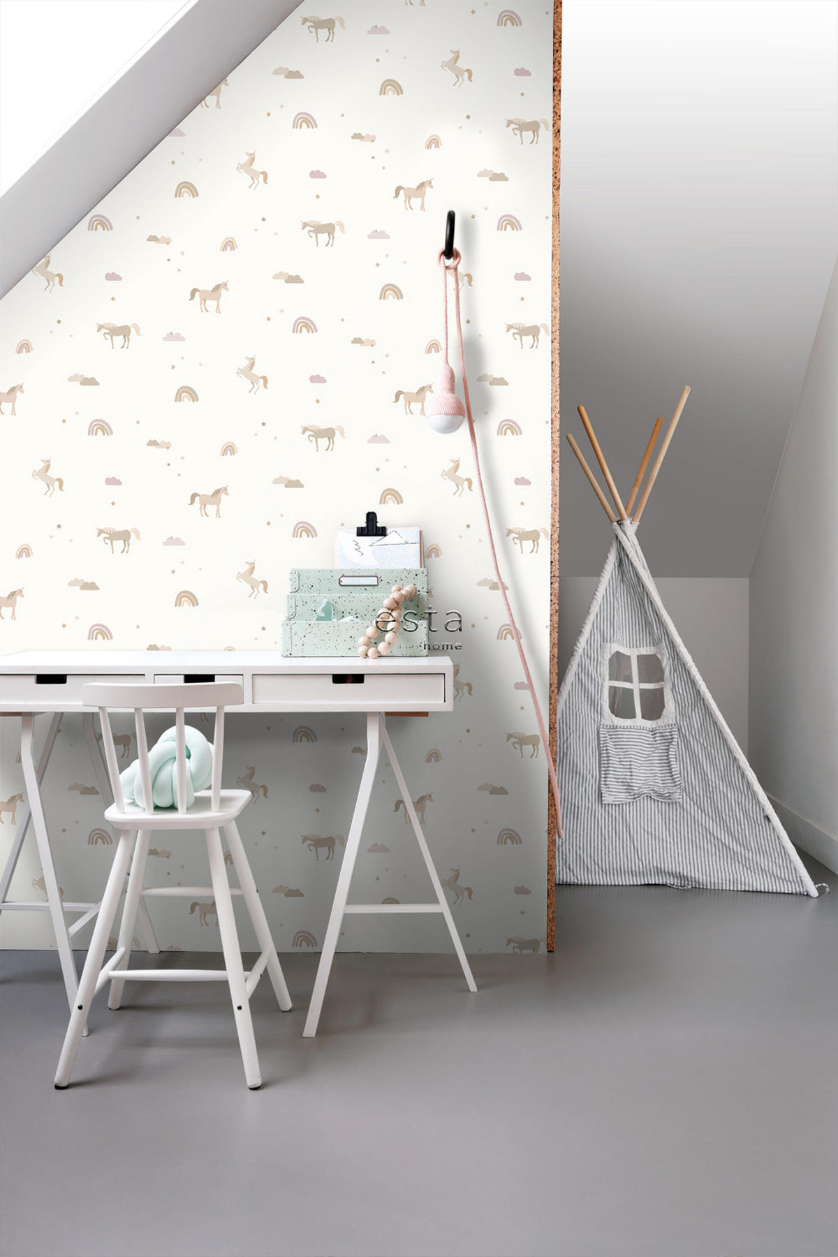 TAPETE Einhörner 50 x 900 cm - Beige, Papier (50/0.1cm) - ESTAhome