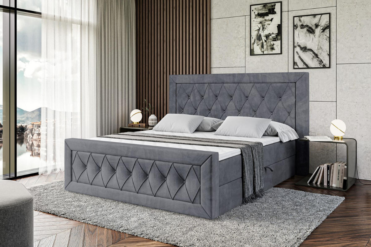 BOXBETT NOEL-Z - 120 x 200 - H3 - Dunkelgrau - Dunkelgrau, Holzwerkstoff (120/200cm) - ALTDECOR