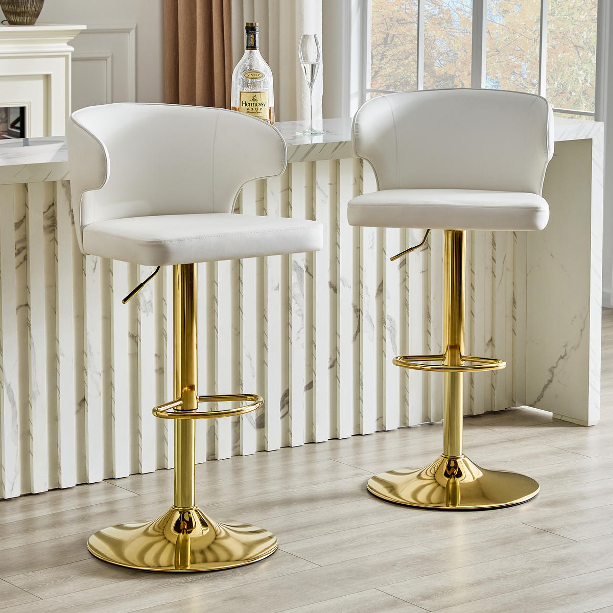 BARHOCKER DE-36724 2er-Set höhenverstellbar mit 360°-Drehung Weiß - Weiß, Metall (45/110/49.7cm) - ComfortXL