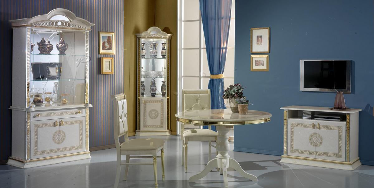LOWBOARD VENUS in Beige/Gold - Beige/Goldfarben, Holzwerkstoff/Metall (100/77/50cm) - Interdesign24