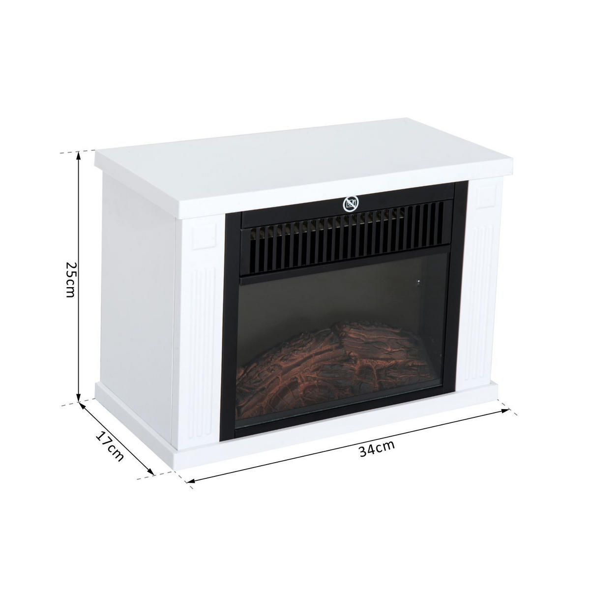 ELEKTROKAMIN Kaminofen 1200W Elektrischer Kamin Standkamin Flammeneffekt - Weiß, Metall (17/25/34cm) - HOMCOM