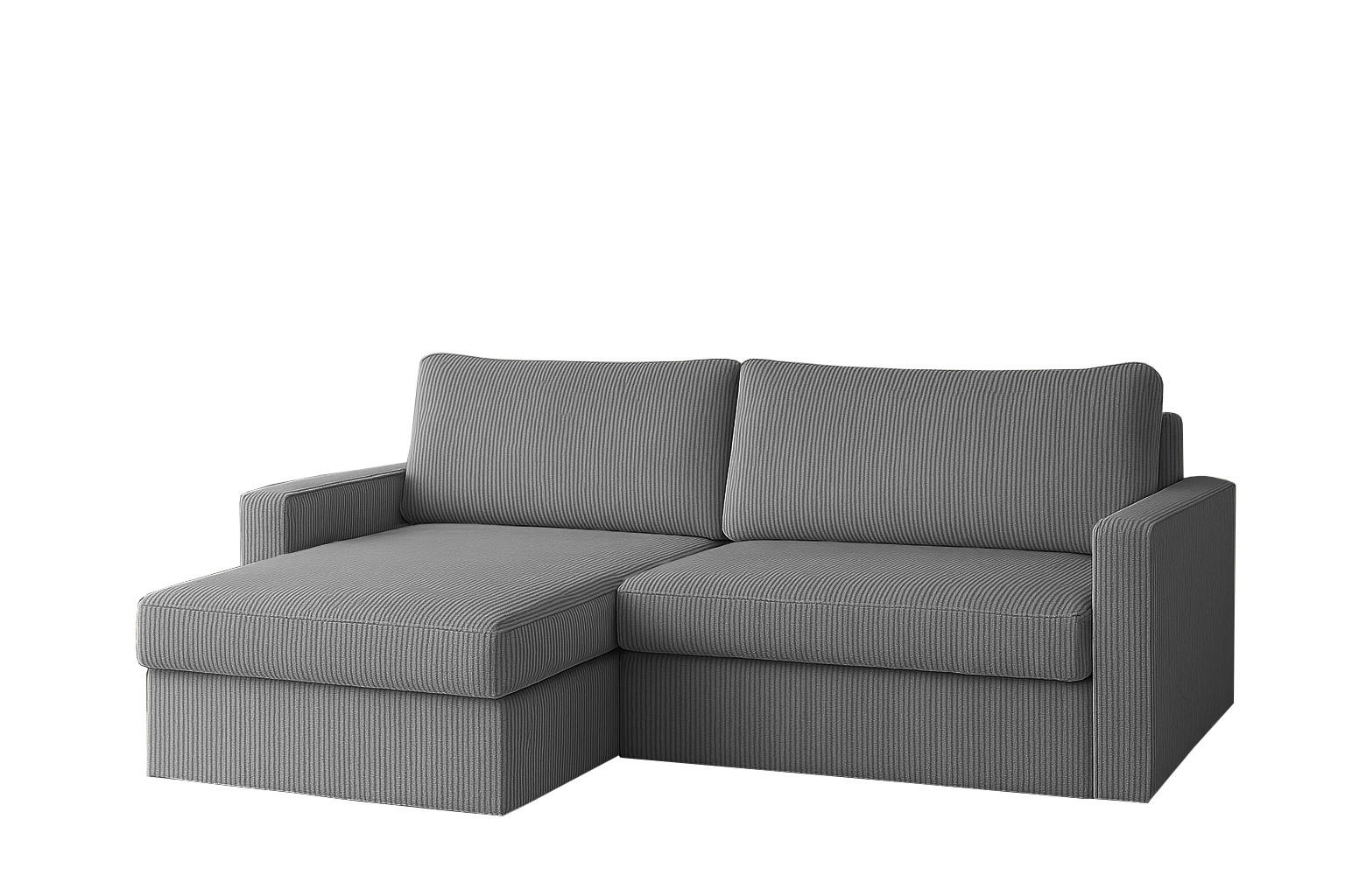 ECKSOFA Mit Schlaffunktion Und Bettzeugablage LUBEKA Stoff Poso Silber Links - Silberfarben, Holz/Textil (140/147cm) - Kaiser Möbel