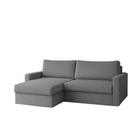 ECKSOFA Mit Schlaffunktion Und Bettzeugablage LUBEKA Stoff Poso Silber Links - Silberfarben, Holz/Textil (140/147cm) - Kaiser Möbel