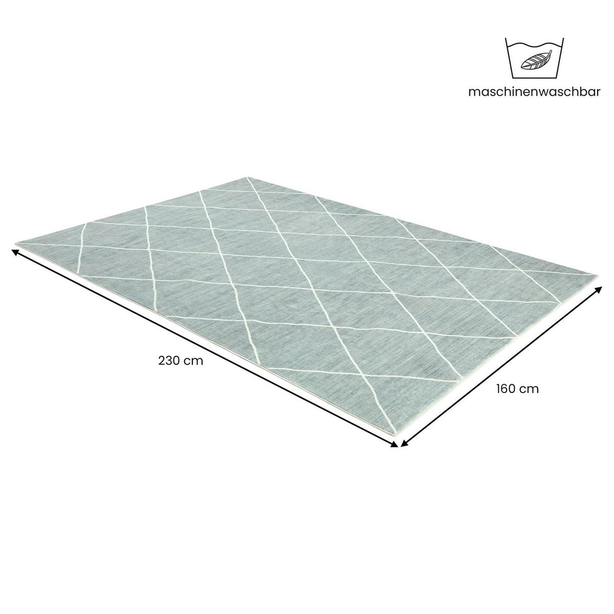 TEPPICH RHOMB jadegrün - Jadegrün, Textil (160/230cm) - IDIMEX