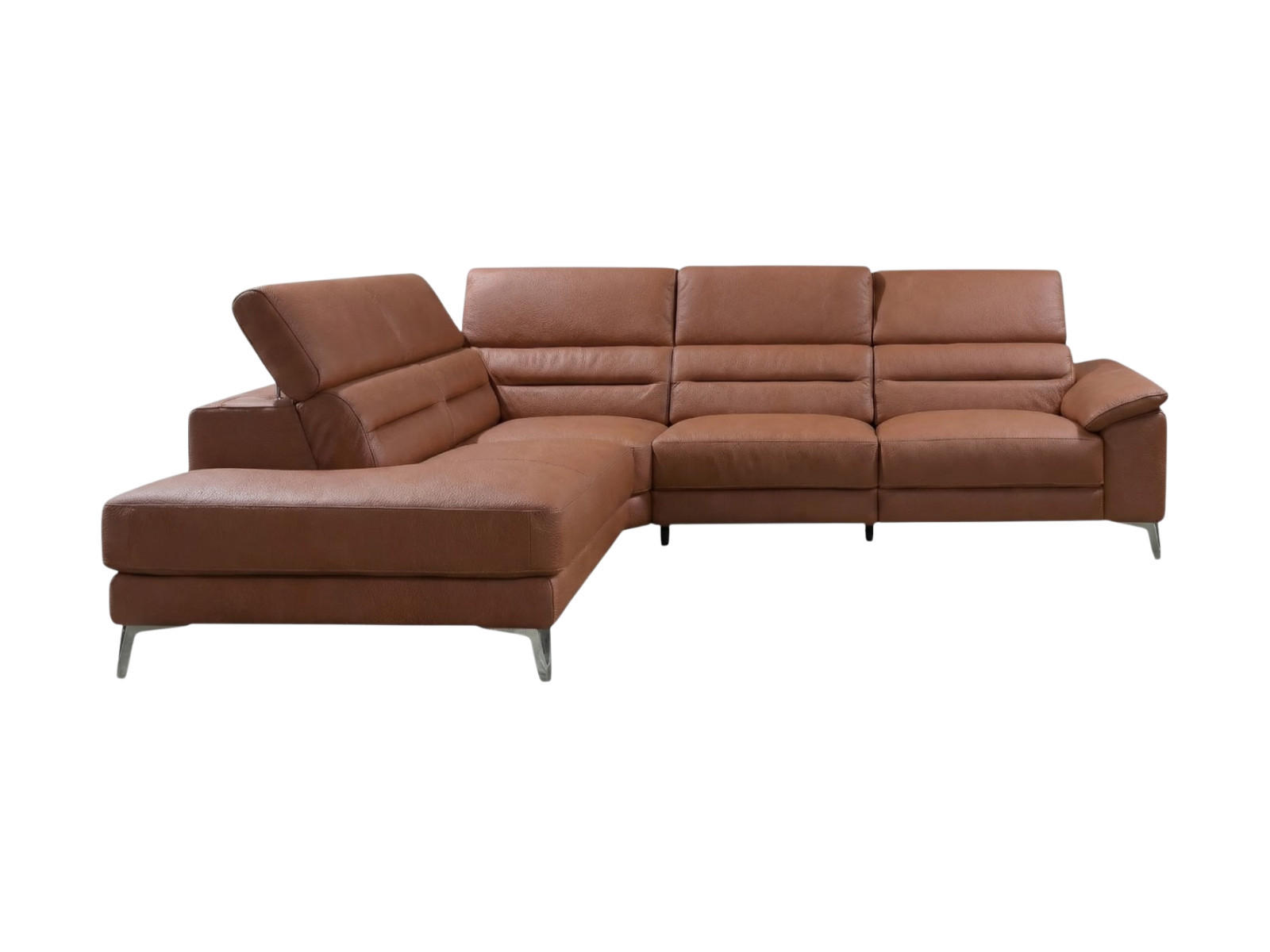 ECKSOFA Tucano Echtleder Cognacbraun - Cognac, Leder/Metall (232/258cm)