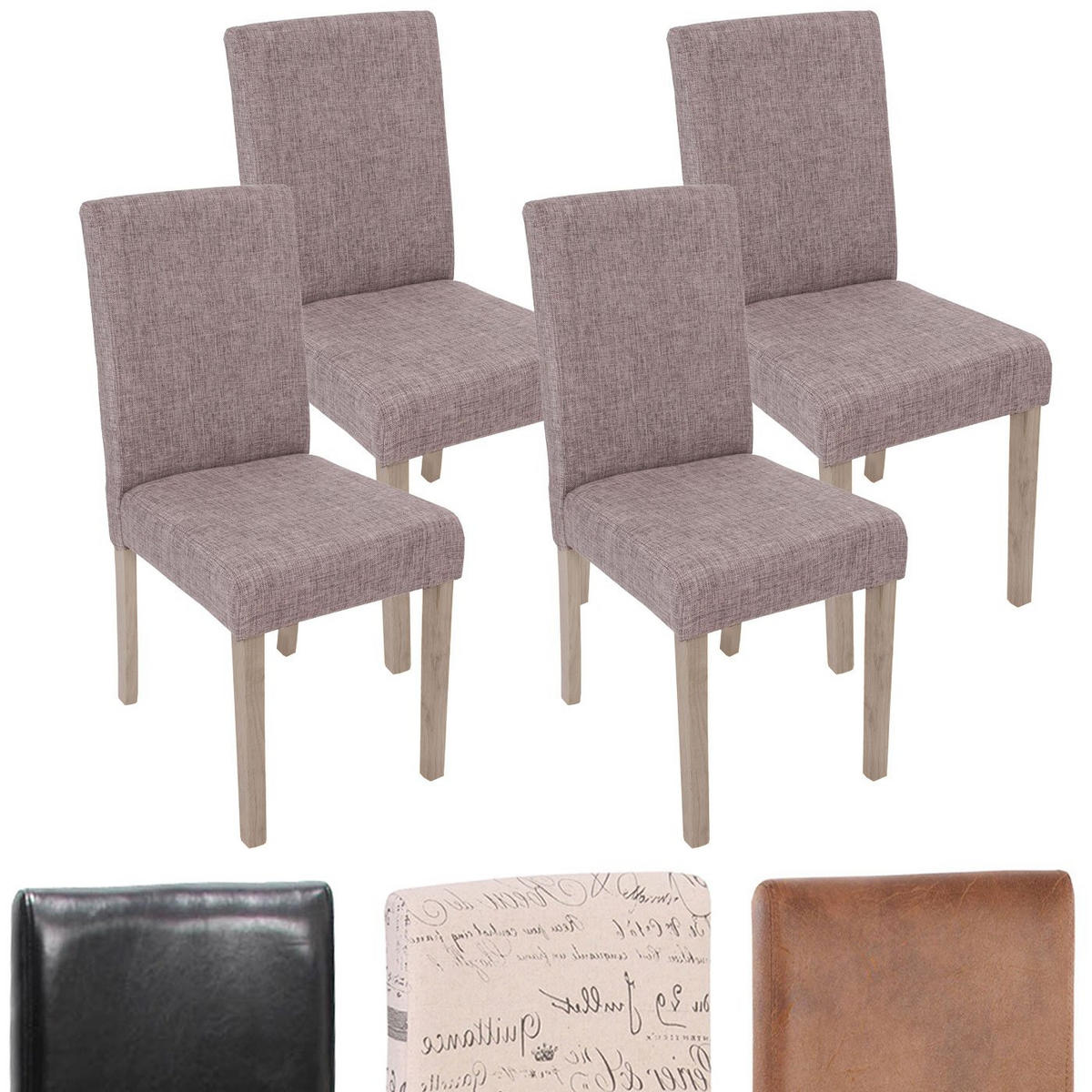 ESSZIMMERSTUHL 4er-Set klassisch und zeitlos 90x43x56cm Sitzhöhe 45cmTextil mit Schriftzug Beine Struktur - Eiche Creme - Beige, Textil (43/90/56cm) - CHEFGASTRO