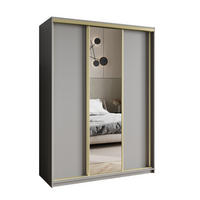 SCHWEBETÜRENSCHRANK TAVI 150/205/60 cm 3-türig mit Spiegel Graphitfarben - Graphitfarben, Holzwerkstoff (150/205/60cm) - MASSENO