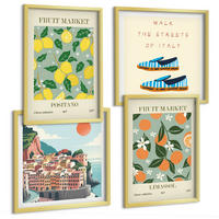 BILDER SET 4er Set - 50x50 cm & 40x60 cm Goldrahmen - Fruchtmuster der italienischen Kultur - Goldfarben, Kunststoff (50/50cm) - TULUP