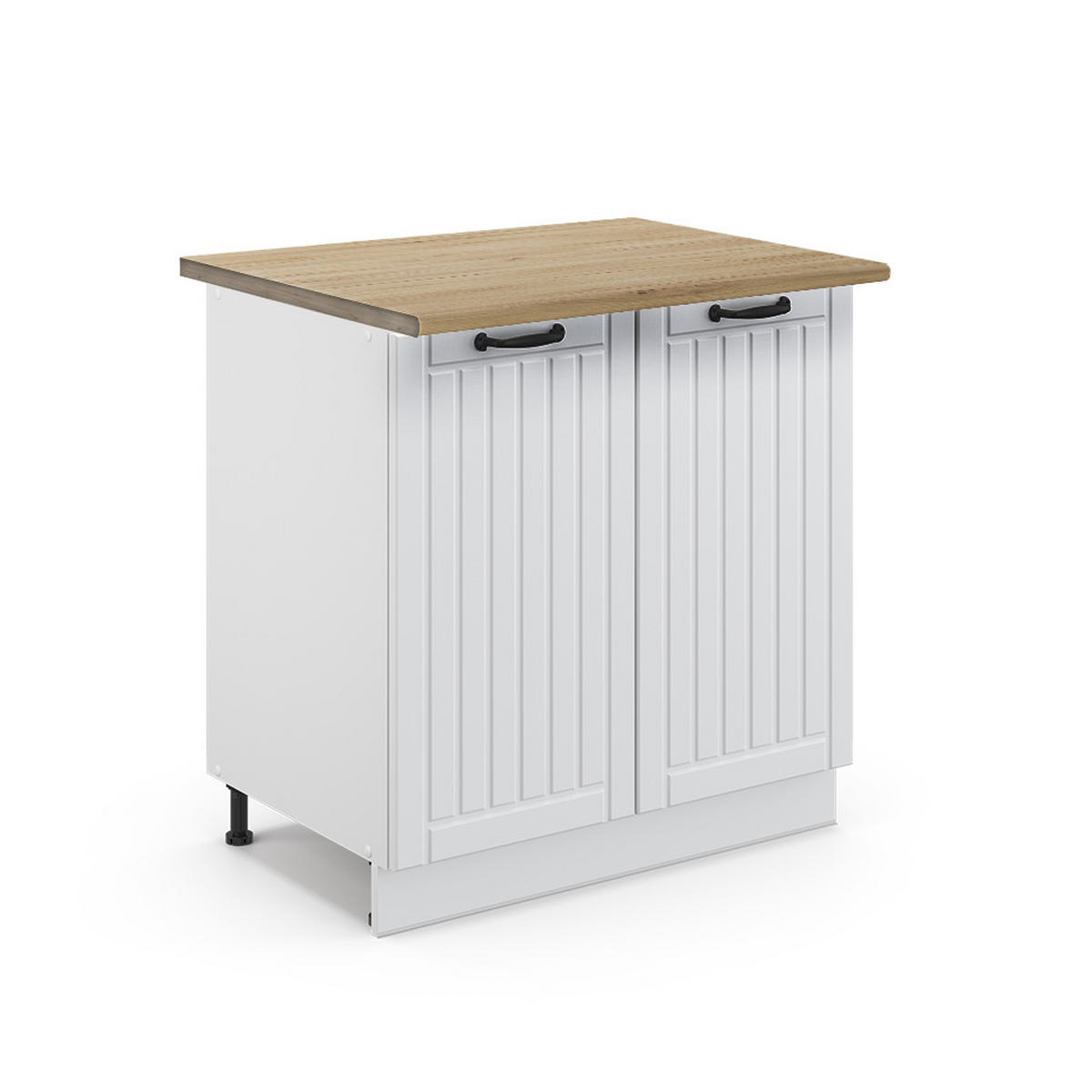 SPÜLENUNTERSCHRANK Fame-Line Weiß Landhaus 80 cm mit Regal, AP Eiche - Weiß, Holzwerkstoff (80/82/60cm) - Vicco