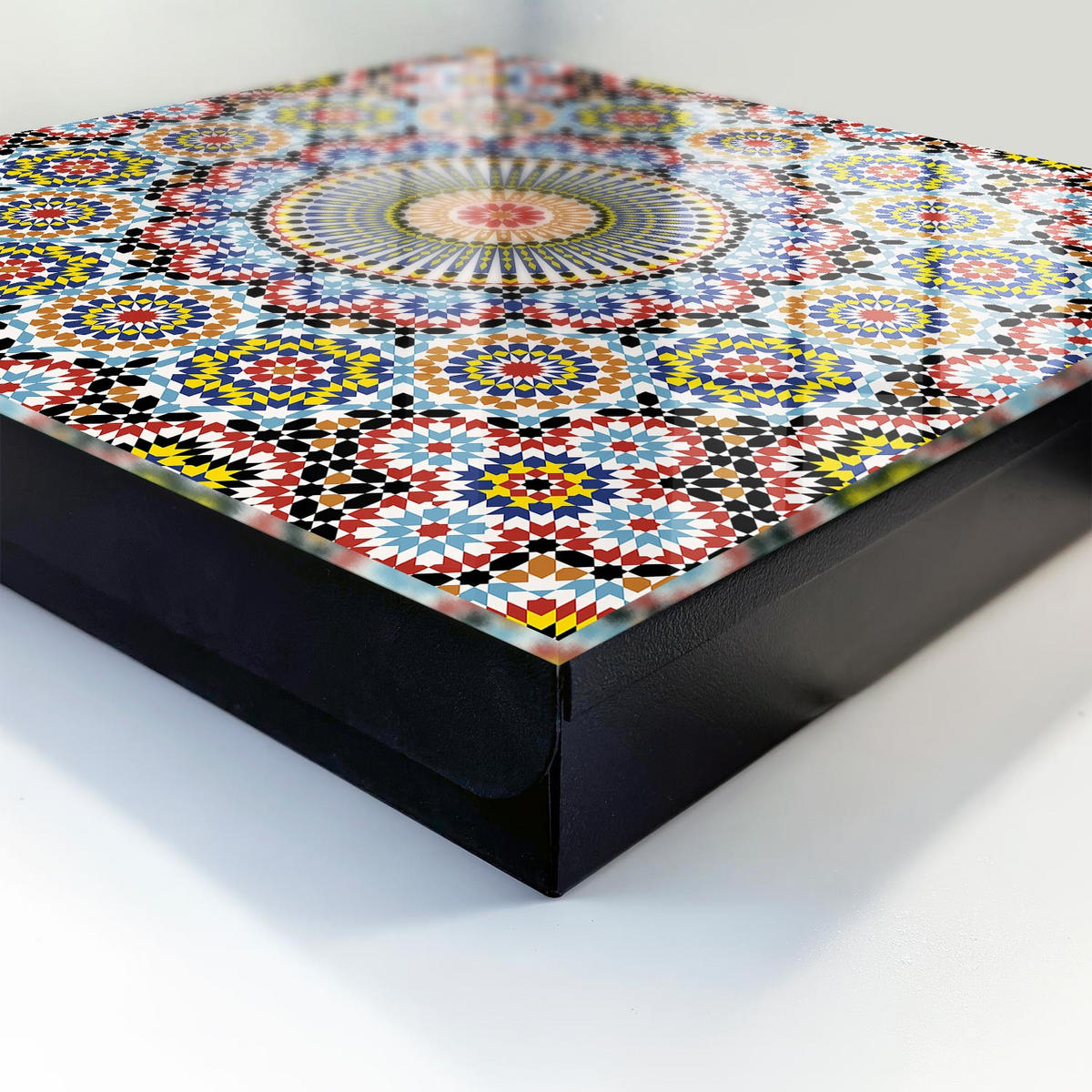 SCHLÜSSELBOX Schwarz 30x30 cm- Türöffnung nach rechts - Mosaikmuster - Blau, Metall (30/30/5cm) - TULUP
