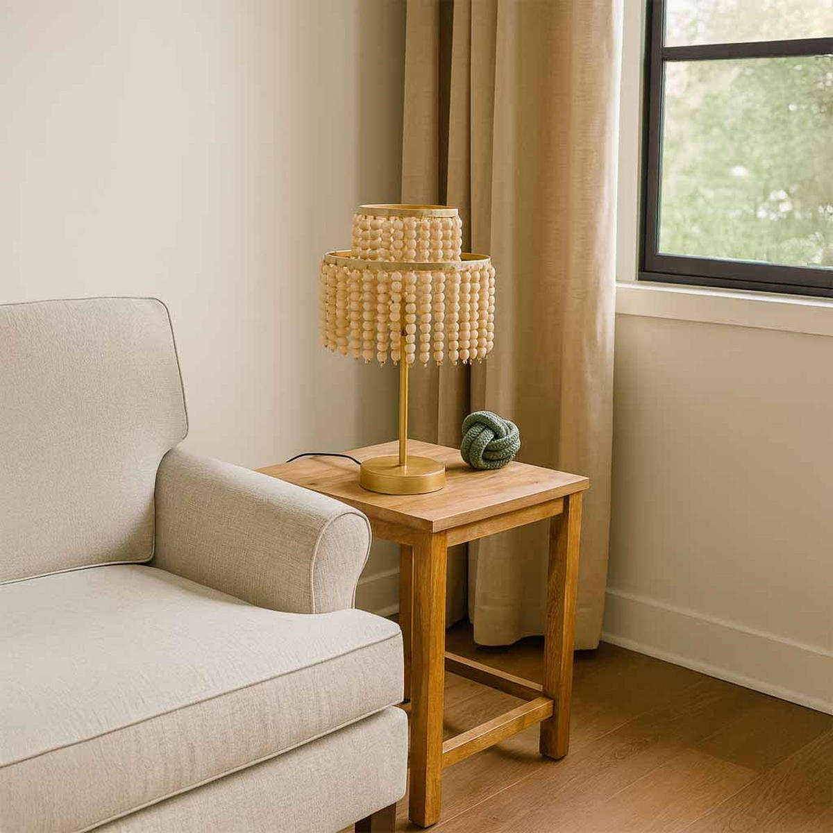 LAMPE aus Metall und Holz, golden, 29x35cm - Goldfarben, Metall (28.5/28.5/35cm) - Wanderlust