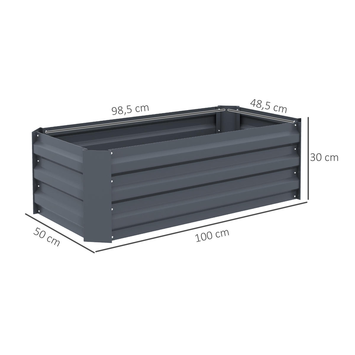 HOCHBEET-SET DE-12142 2er-Set 100/50/30 cm Grau - Grau, Metall (100/30/50cm) - ComfortXL