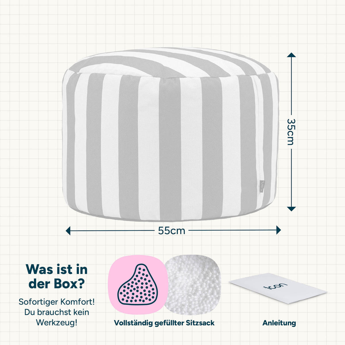 SITZPOUF Milano - Blau, Textil (55/35/55cm) - icon