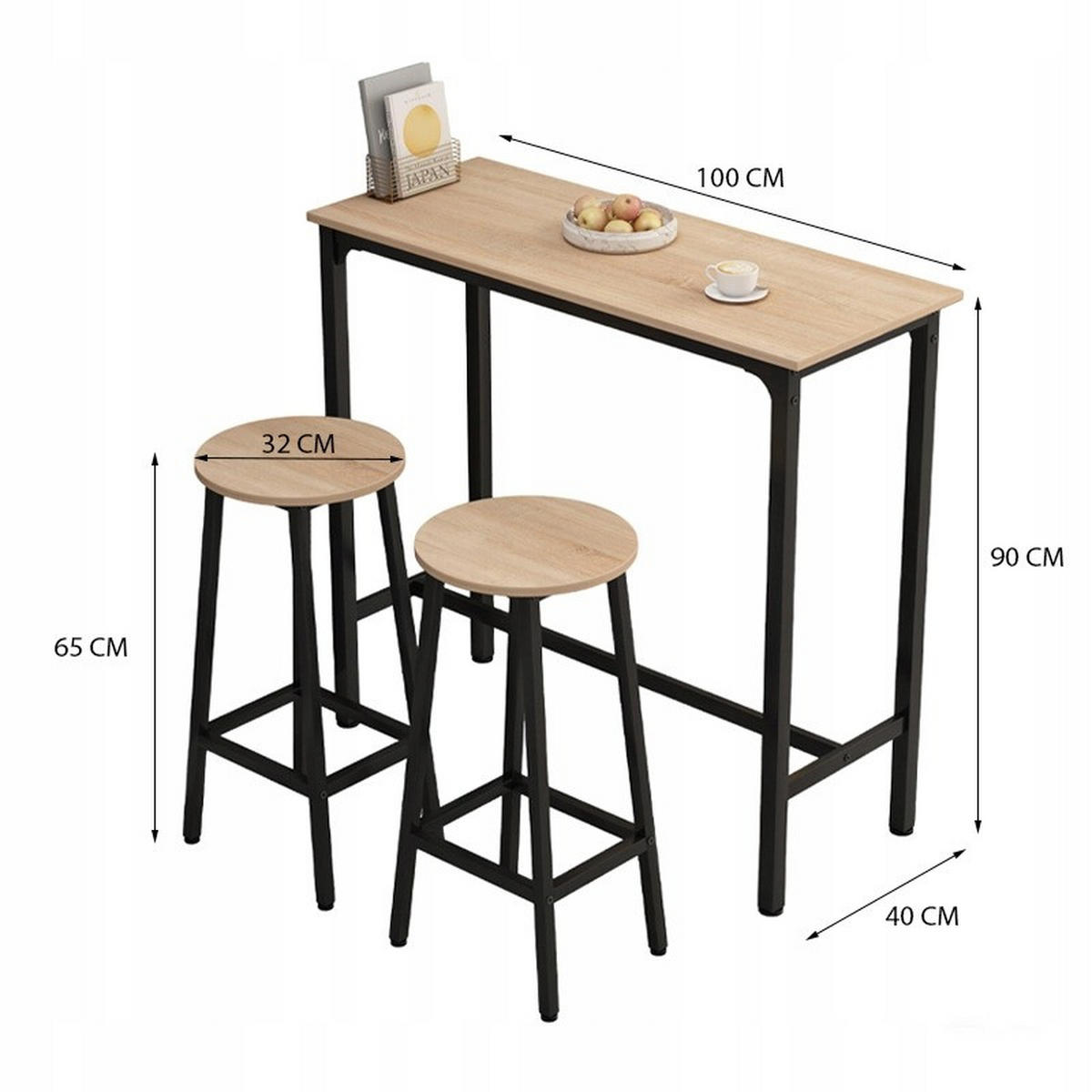 BAR-MÖBEL-SET, braun 100/90/40cm - Braun, Holzwerkstoff (100/90/40cm)