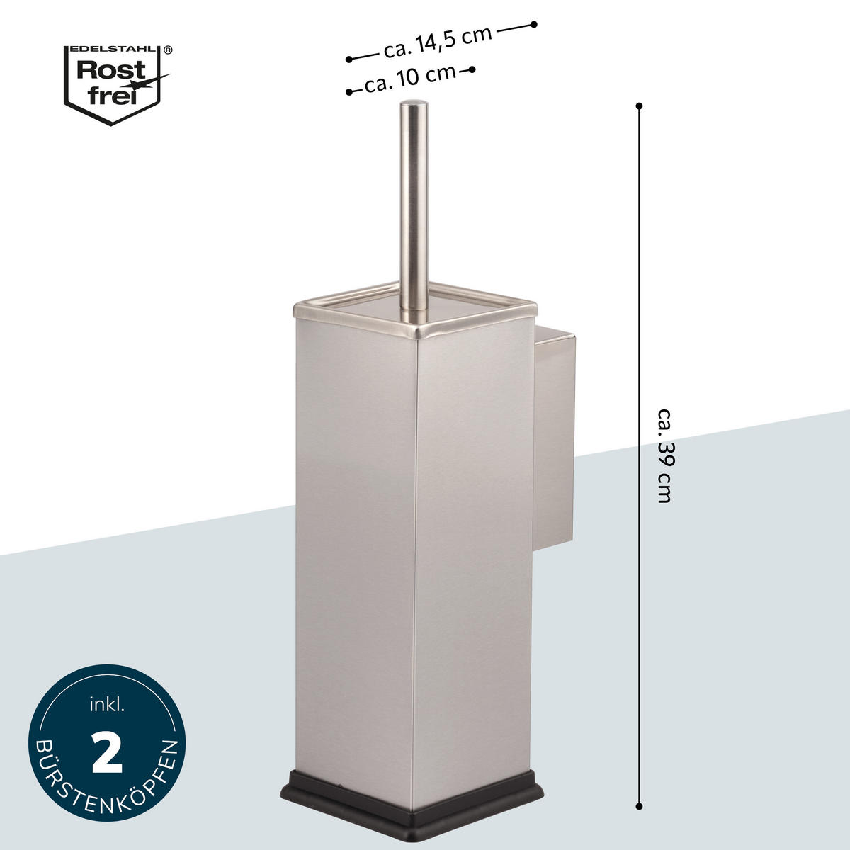 WC-GARNITUR inkl. Wandhalterung - Edelstahlfarben, Metall (10/39/14.5cm) - bremermann