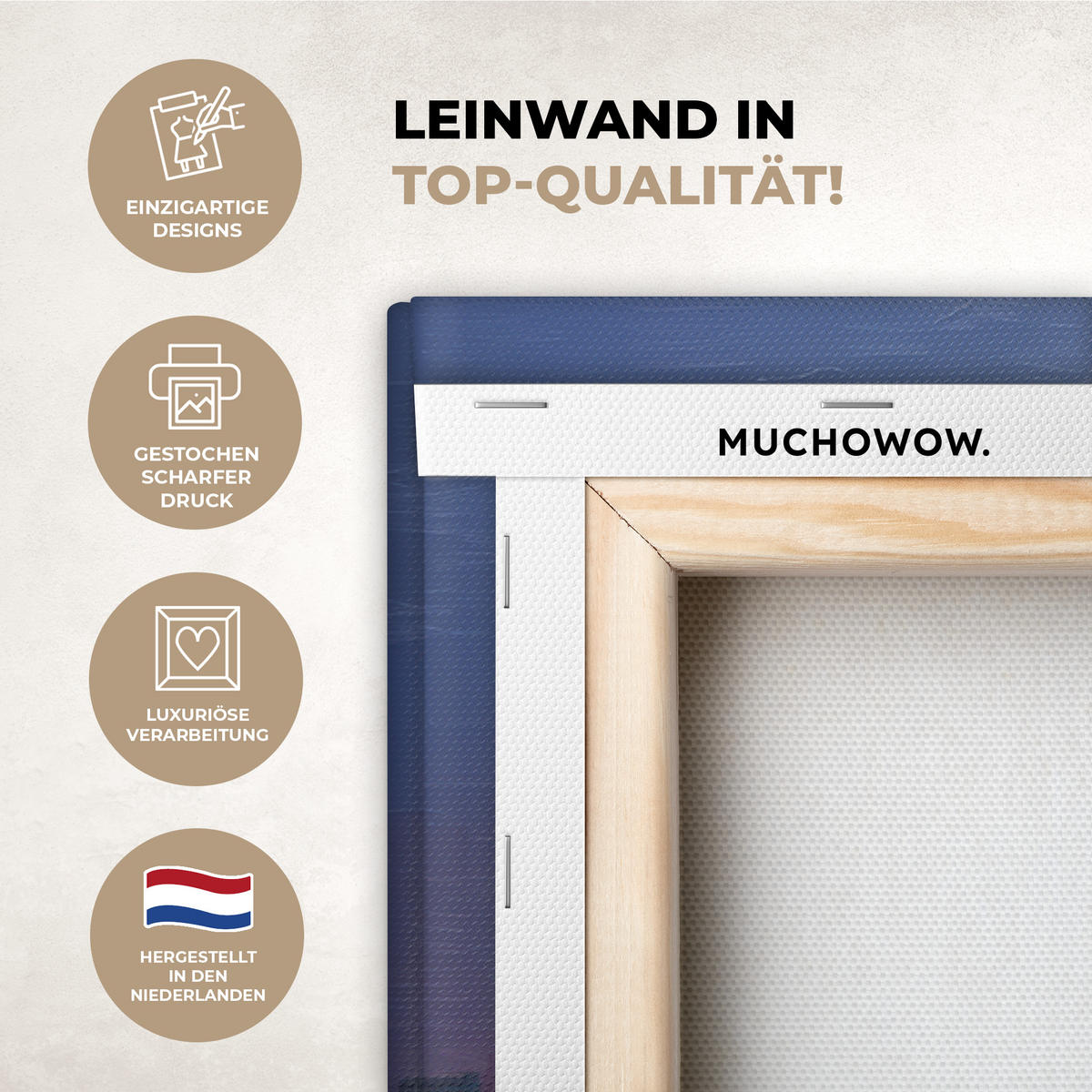 LEINWANDBILD Skyline - Pinselstriche - Dunkelblau - Leuchtend Groß 140x90 cm - Blau, Textil (140/90cm) - MuchoWow