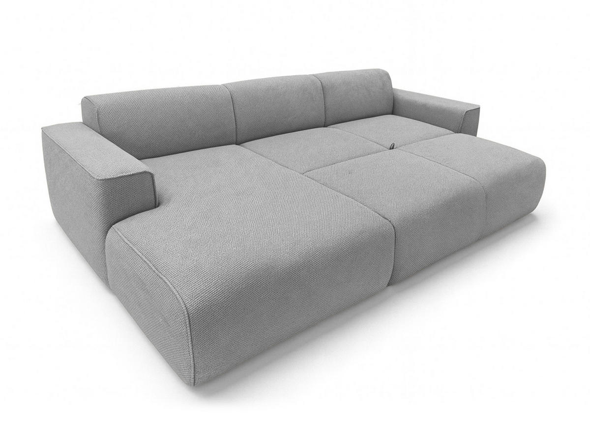 ECKSOFA L Form Ruyam Hellgrau 310/165/78 cm – Schlaffunktion Links - Hellgrau/Schwarz, Kunststoff/Textil (170/310cm) - AX Living