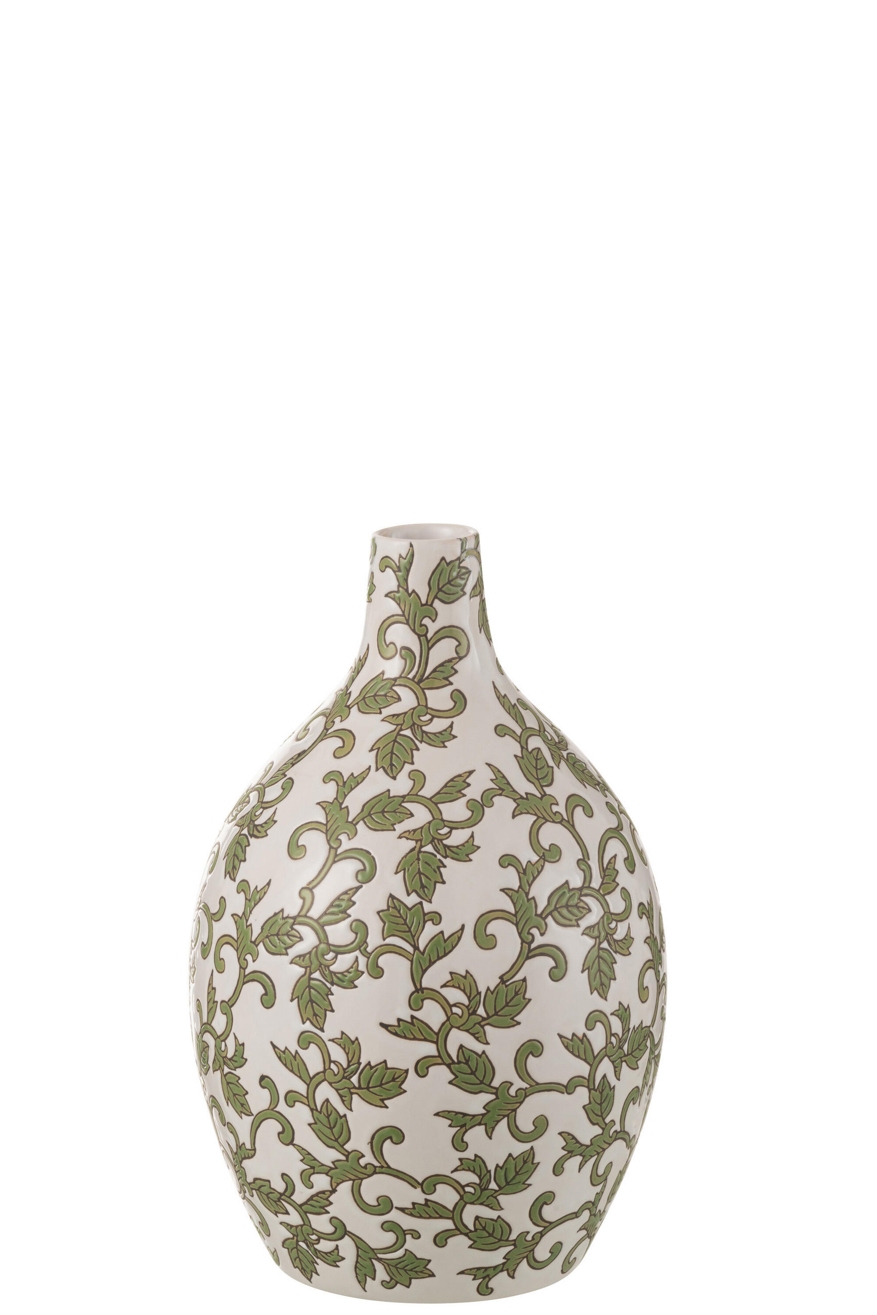 VASE YEZI - Porzellan - Grün/Weiß - Ø 20 cm - Multicolor, Keramik (33cm) - J-Line