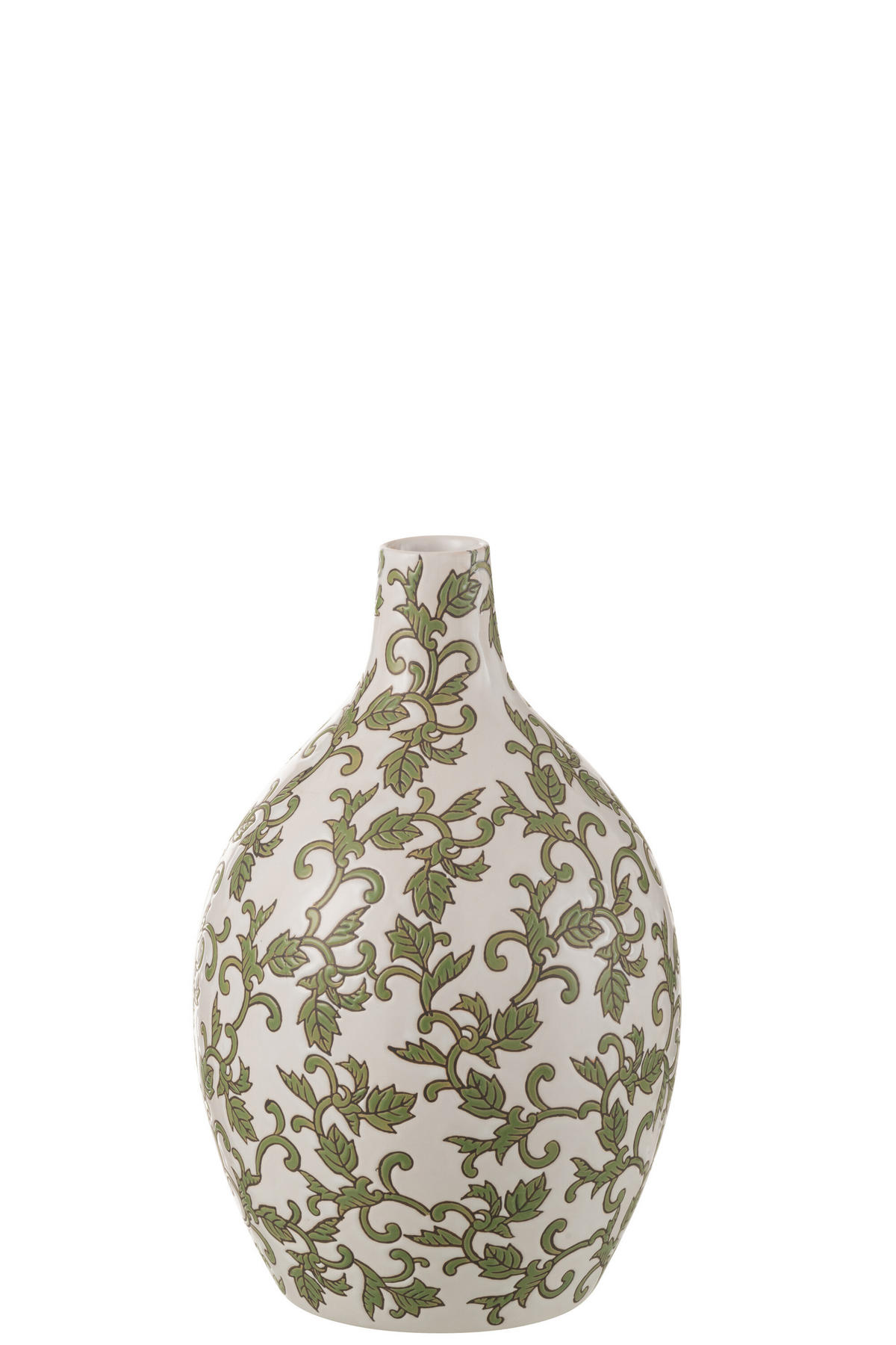 VASE YEZI - Porzellan - Grün/Weiß - Ø 20 cm - Multicolor, Keramik (33cm) - J-Line