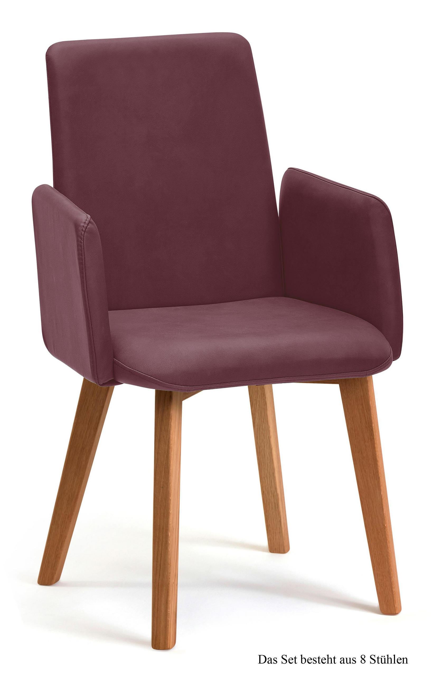 ARMLEHNSTUHL (8er-Set) Darcie 52x92x60 Eiche geölt/Marsala - Eichefarben/Brombeere, Kunststoff (60/92/52cm) - 58aufmkessel