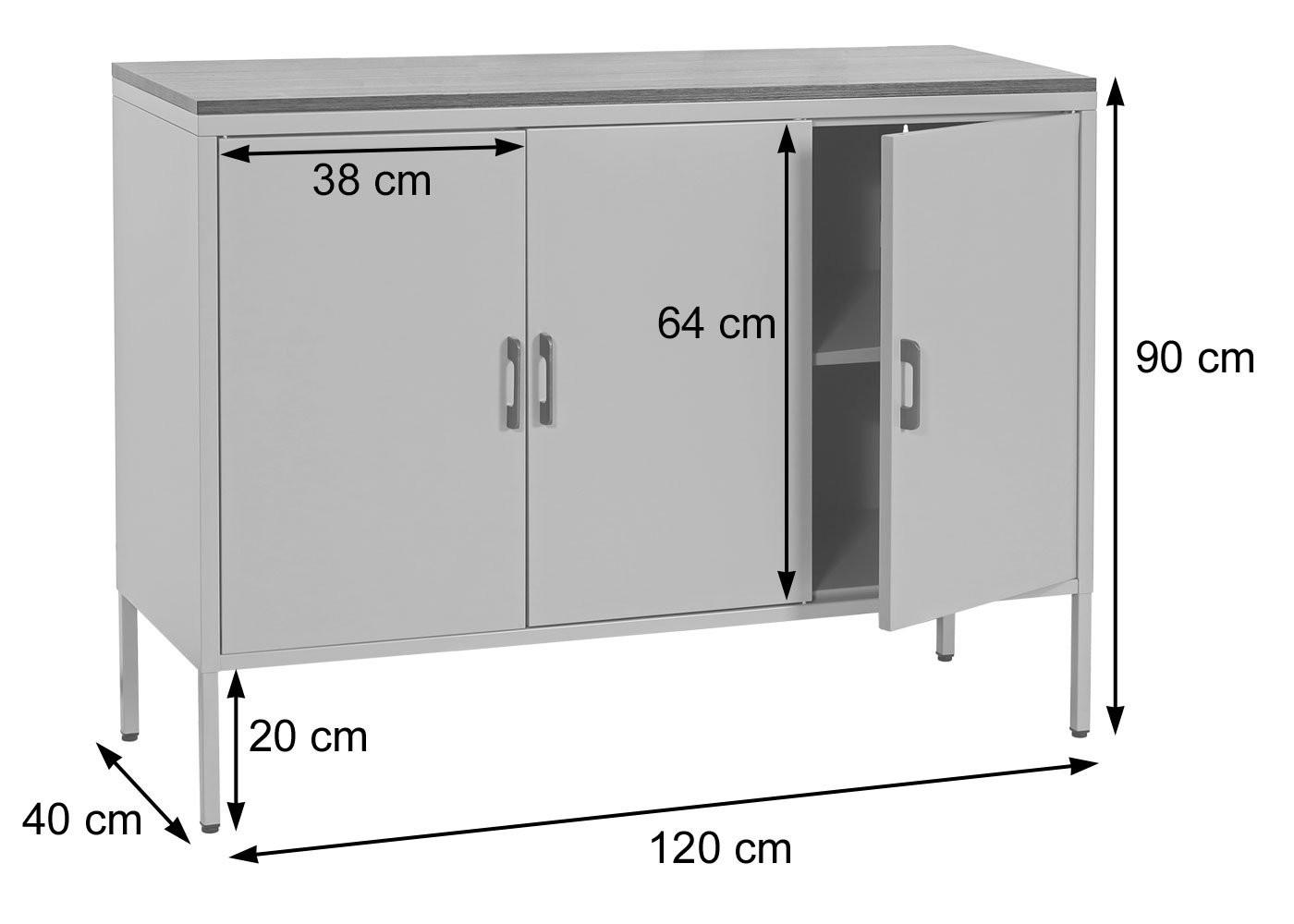 Thumbnail - MCW Kommode, Grau, Metall, 120x90x40 cm, Wohnzimmer, Kommoden & Sideboards, Kommoden