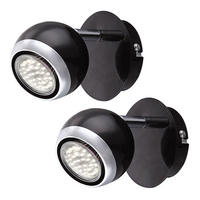 LED WANDLEUCHTE OMAN Chrom Schwarz 2er Set - Schwarz, Metall (10/11.5/13cm) - Globo Lighting