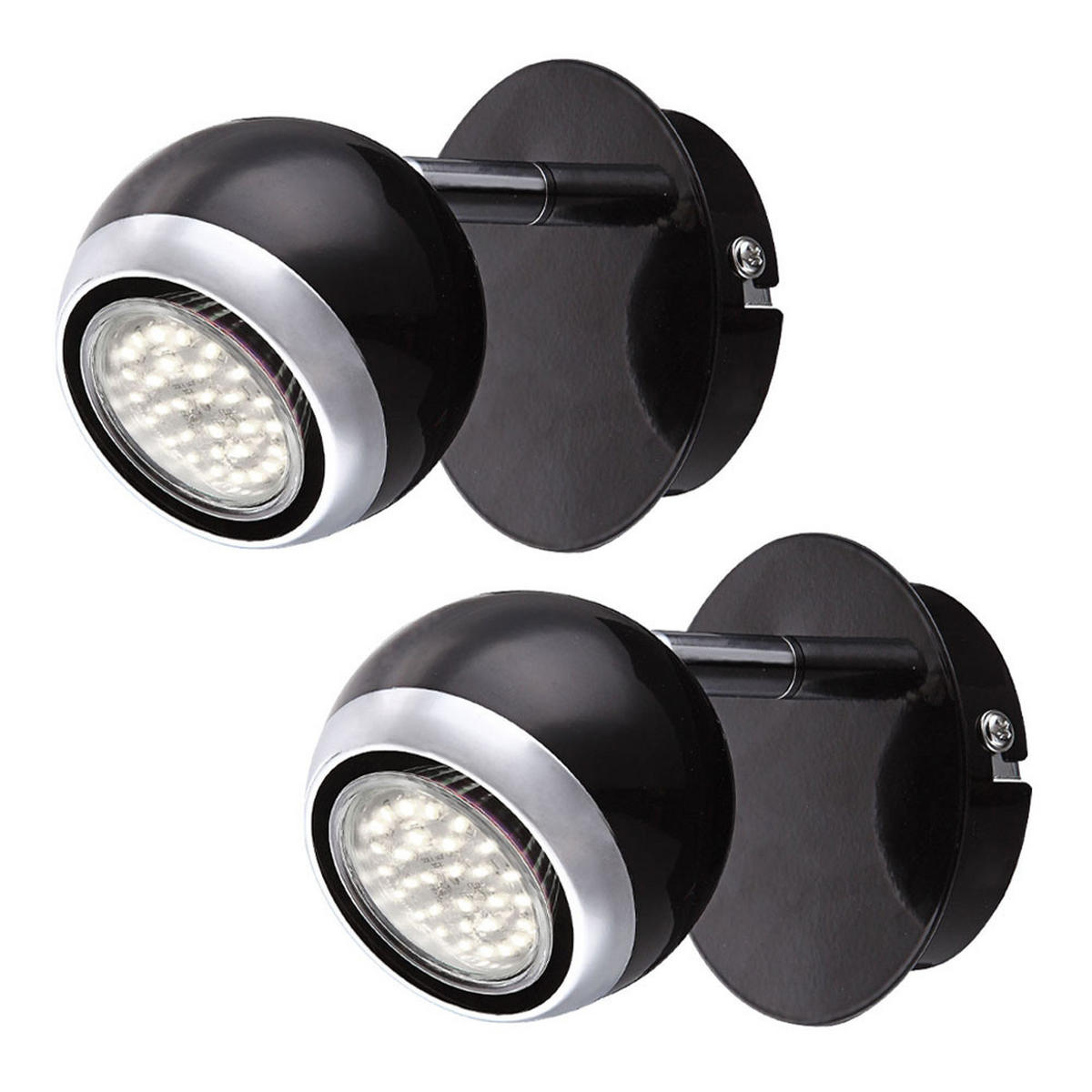 LED WANDLEUCHTE OMAN Chrom Schwarz 2er Set - Schwarz, Metall (10/11.5/13cm) - Globo Lighting