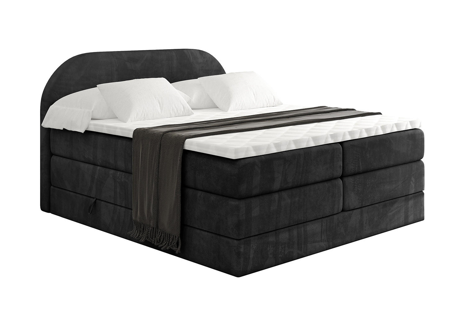 BOXSPRINGBETT mit Matratze und Lattenrost - NOX KING-140x200 - Schwarz Casablanca - Schwarz, Holzwerkstoff (140/200cm) - ALTDECOR