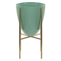 PFLANZENSTÄNDER Metall mintgrün/gold 31 cm Lefki - Goldfarben/Grün, Metall (31cm) - Beliani