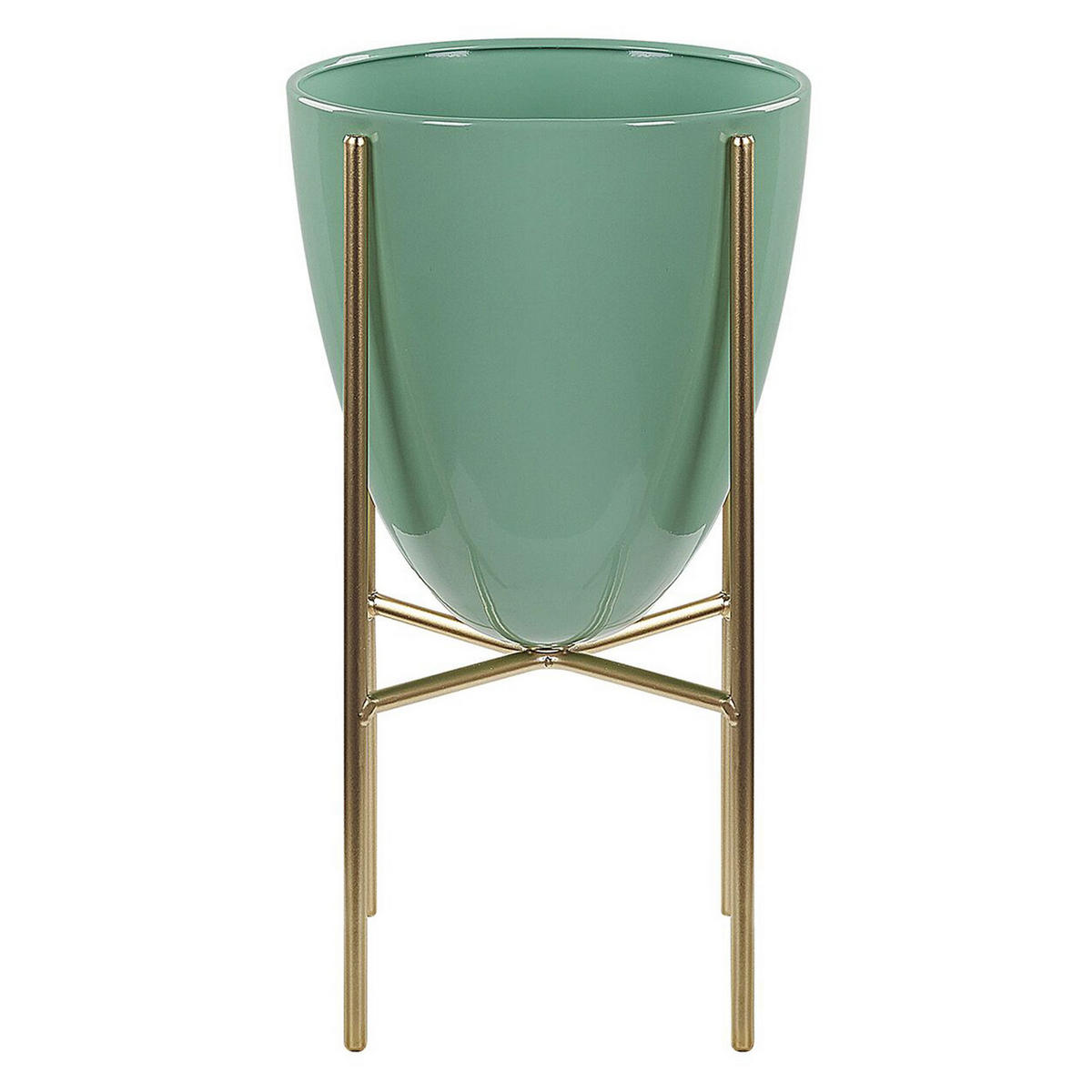 PFLANZENSTÄNDER Metall mintgrün/gold 31 cm Lefki - Goldfarben/Grün, Metall (31cm) - Beliani