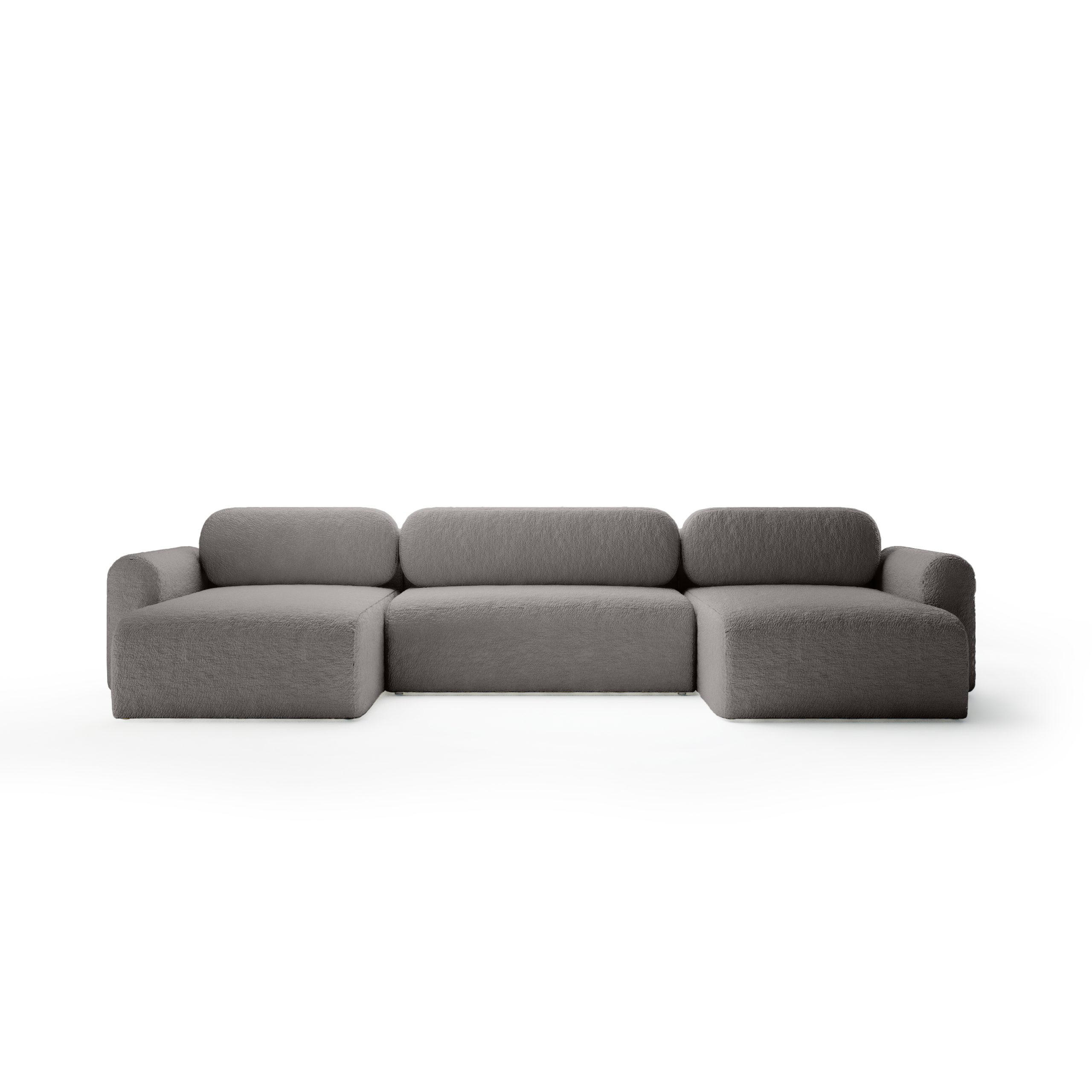 WOHNLANDSCHAFT mit Schlaffunktion Thekla U, Grau - Grau, Textil (366/70/150cm) - Fedve