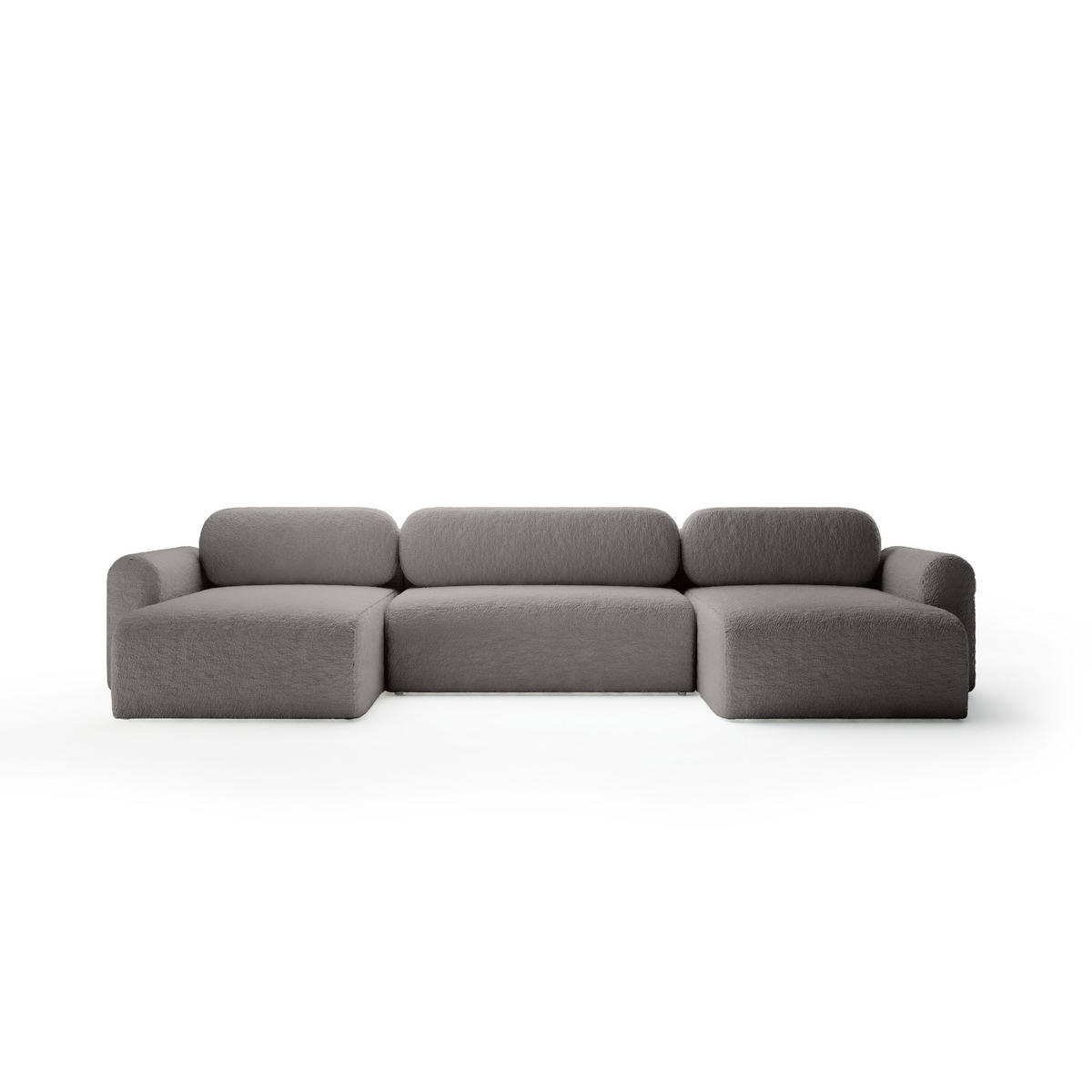 WOHNLANDSCHAFT mit Schlaffunktion Thekla U, Grau - Grau, Textil (366/70/150cm) - Fedve