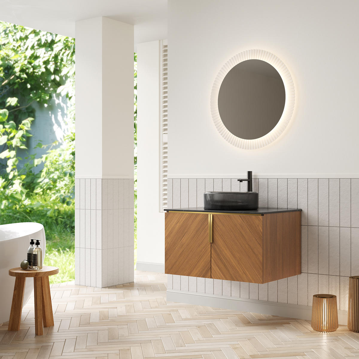 WASCHTISCH Braun-Eiche 76/50/52 cm - Schwarz, Holz (76/52.6/50cm) - PANGIVO