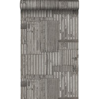 TAPETE industrielle Wellplatten aus Metall 3D 53 cm x 10.05 m - Grau, Papier (53/1000cm) - Origin Wallcoverings