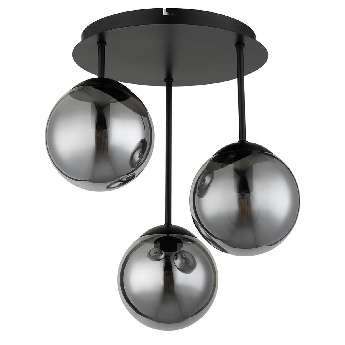 DECKENLEUCHTE HARMON, Metall, Schwarz, Rauchoptik - Schwarz, Glas (34/32.5/40cm) - Globo Lighting