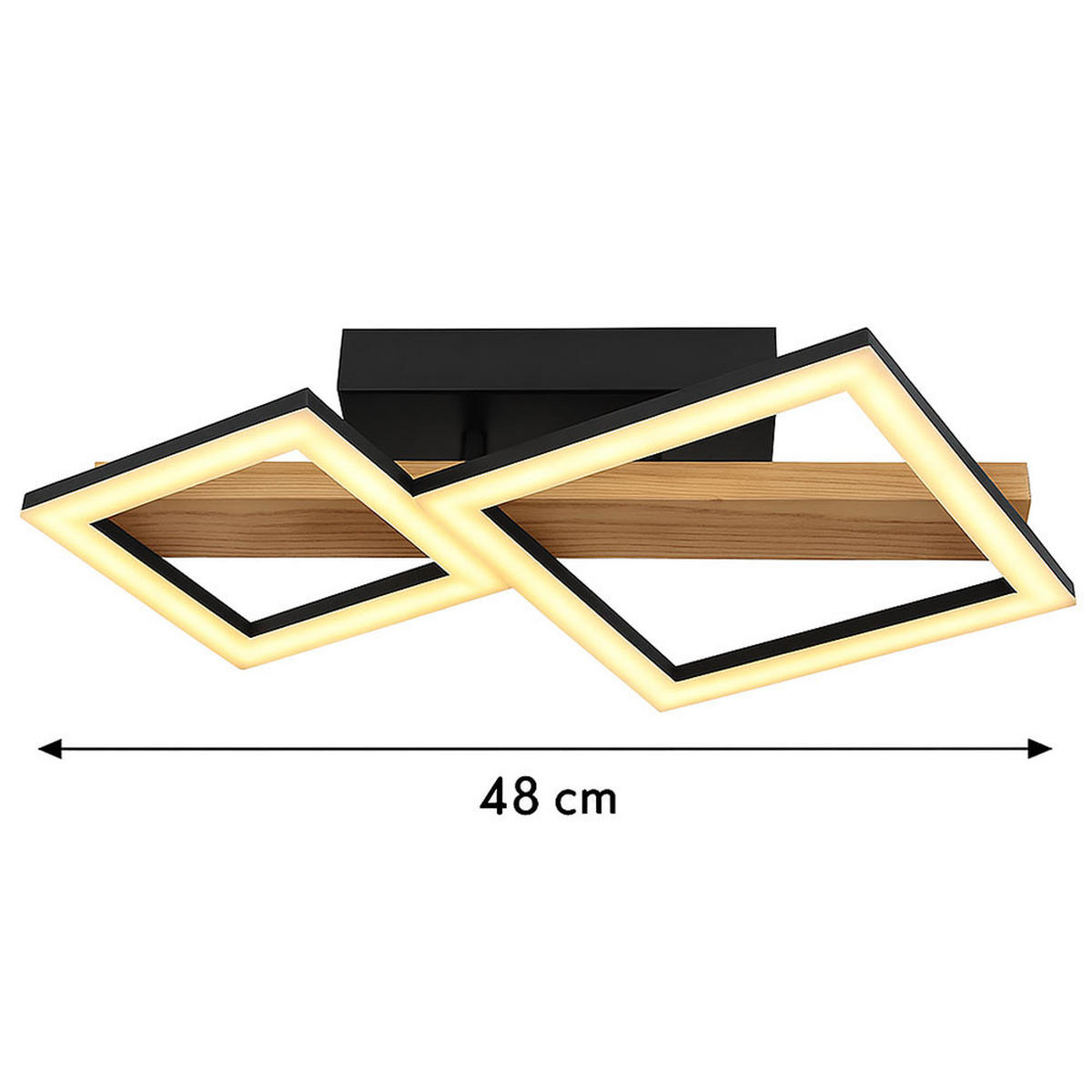 LED DECKENLEUCHTE Holz Braun Quadrate - Braun, Metall (48/30/10cm) - Globo Lighting