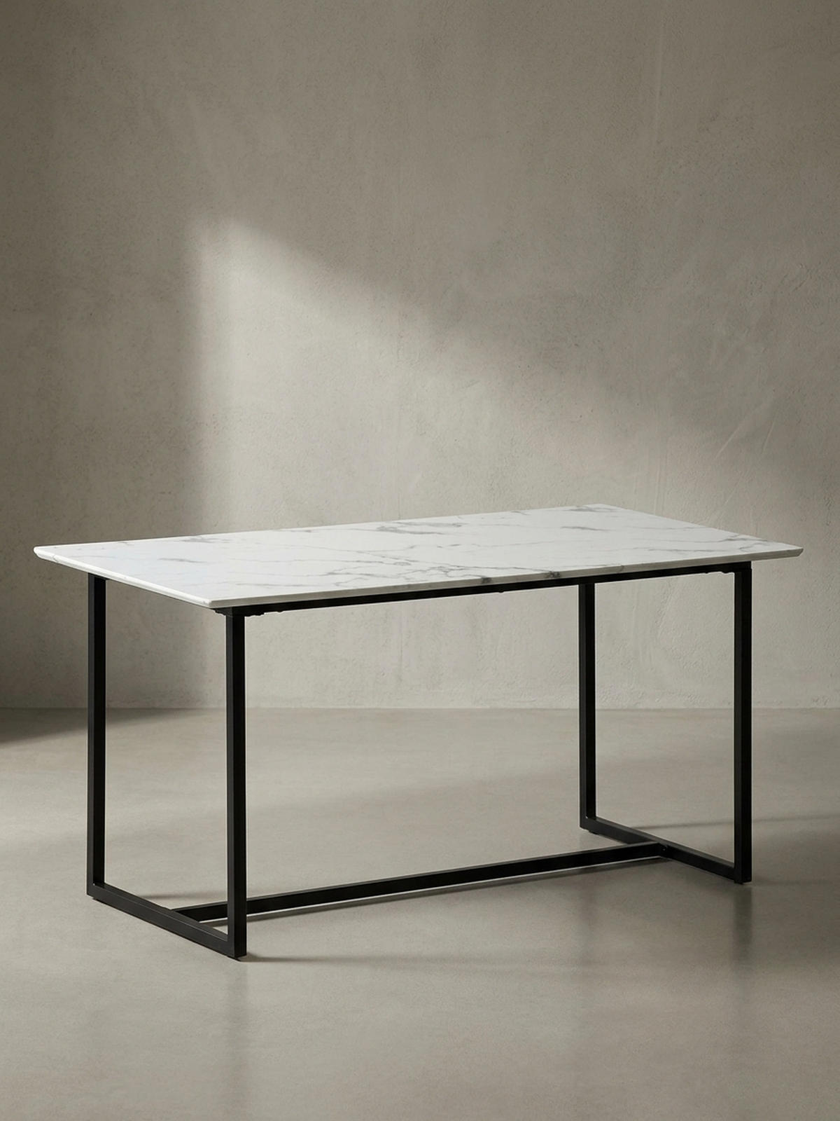 ESSTISCH Marmoroptik Metall Rechteckig Modern Klein, Weiß 160x80x76 cm - Schwarz/Weiß, Holzwerkstoff/Metall (80/160/76cm) - KADIMA DESIGN