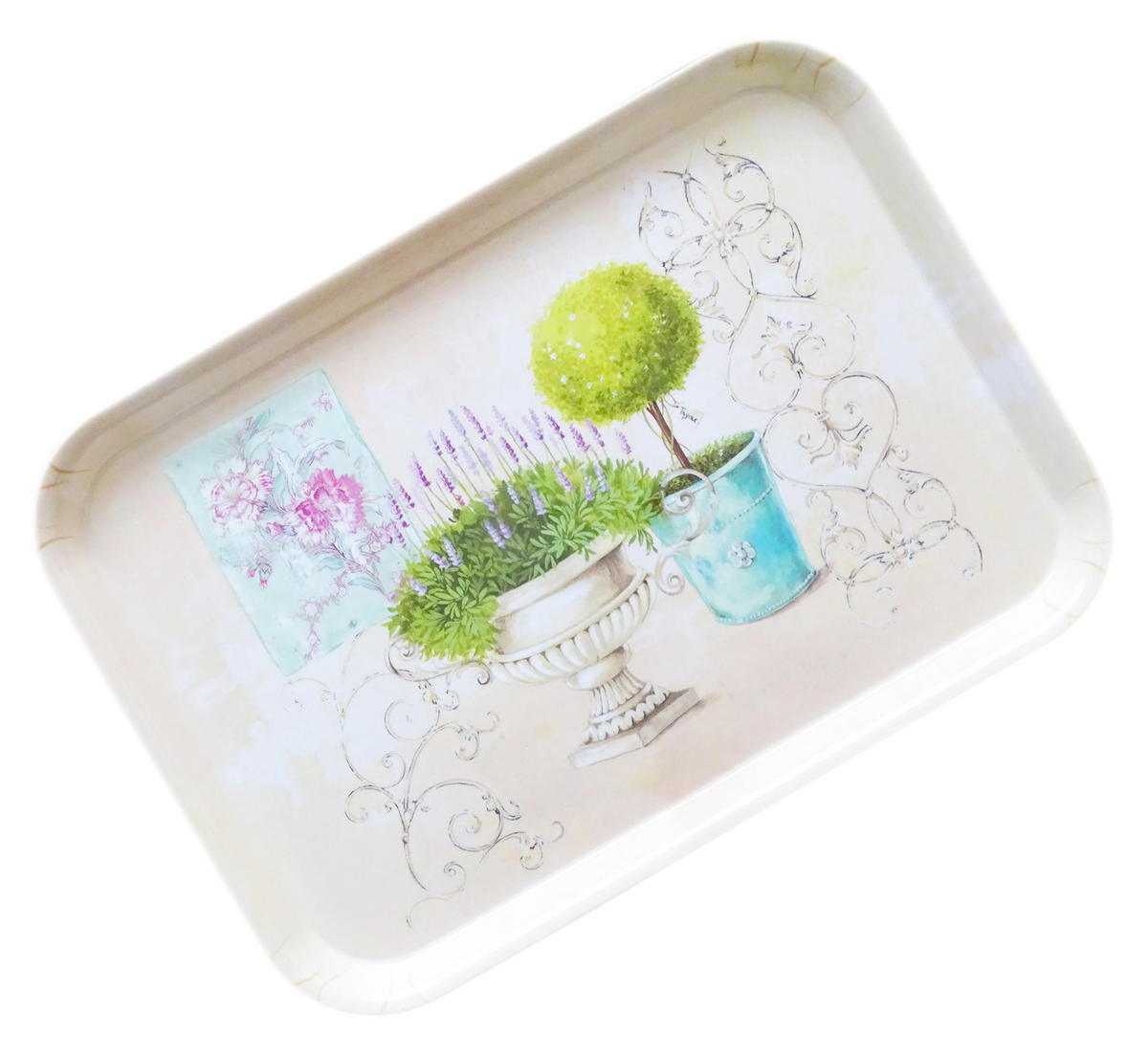 TABLETT Garten, rechteckige Melamin Serviertablett 38x26 cm - Grün, Kunststoff (26/2/38cm) - Lashuma