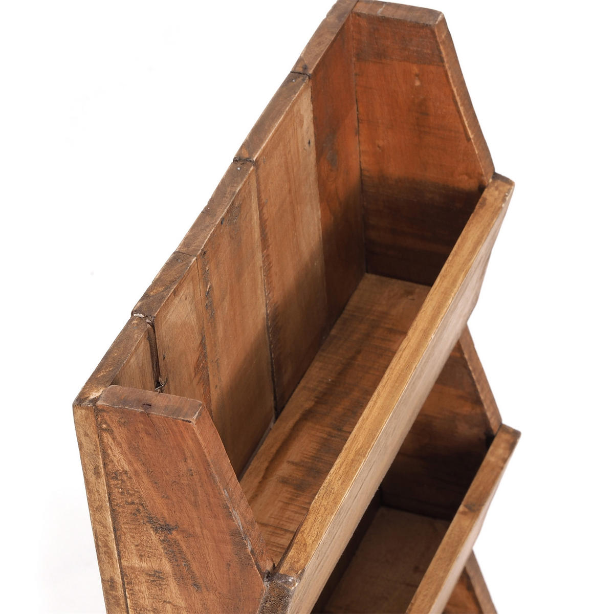 ZEITUNGS-WANDREGAL NEWS 60 Mahagoni Massivholz, 3 Fächer 01 natur-vintage - Naturfarben, Holz (38/60/11cm) - DESIGN DELIGHTS
