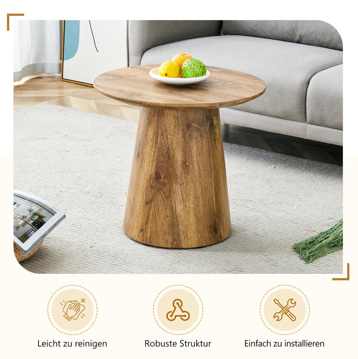 BEISTELLTISCH 50/50/48 cm vielseitig einsetzbar mit Holzoptik und robuster MDF-Platte, Holzfarben - Naturfarben, Holzwerkstoff (50/50/48cm) - Redom