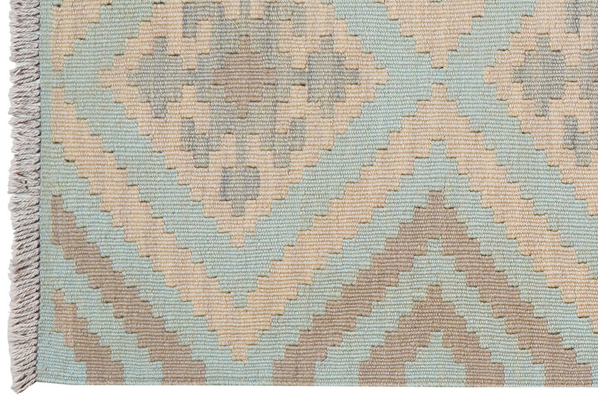 HANDWEBTEPPICH Kelim Gashgai Grün 210/57 cm - Grün, Textil (57/210cm) - Looma